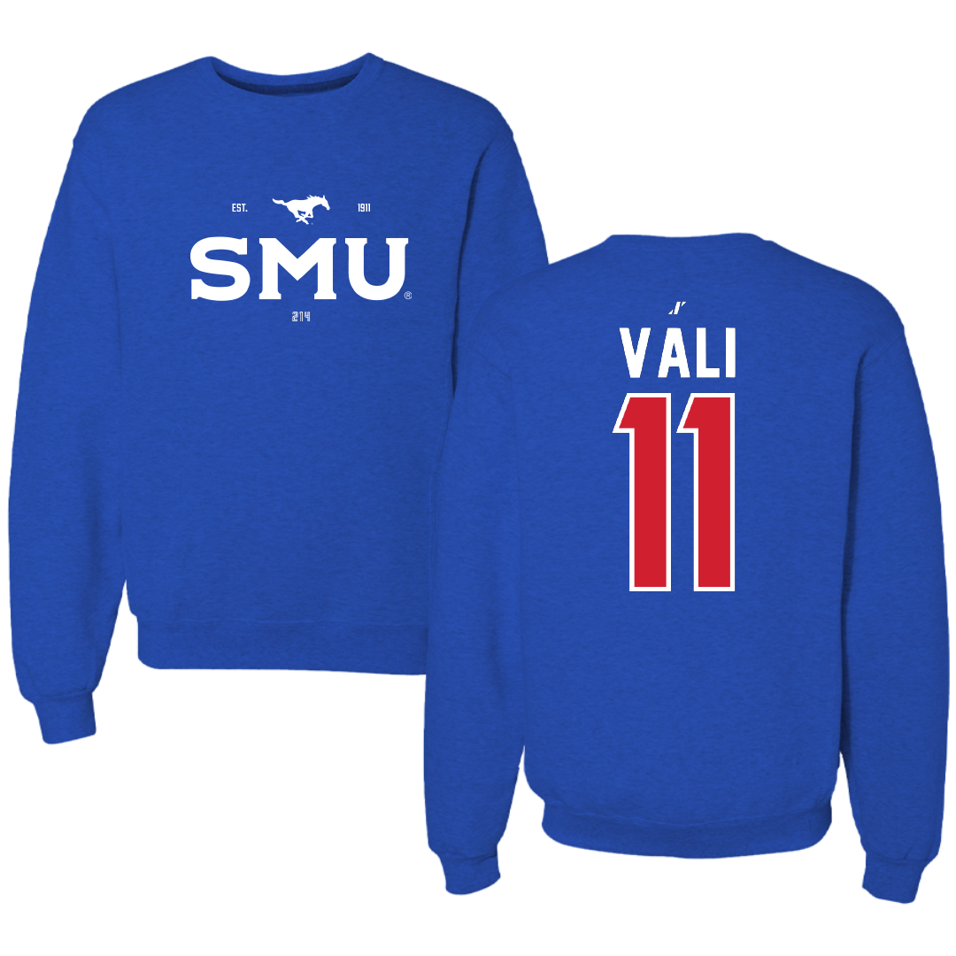 Southern Methodist University Soccer Blue General Crewneck - #11 Addison Vali