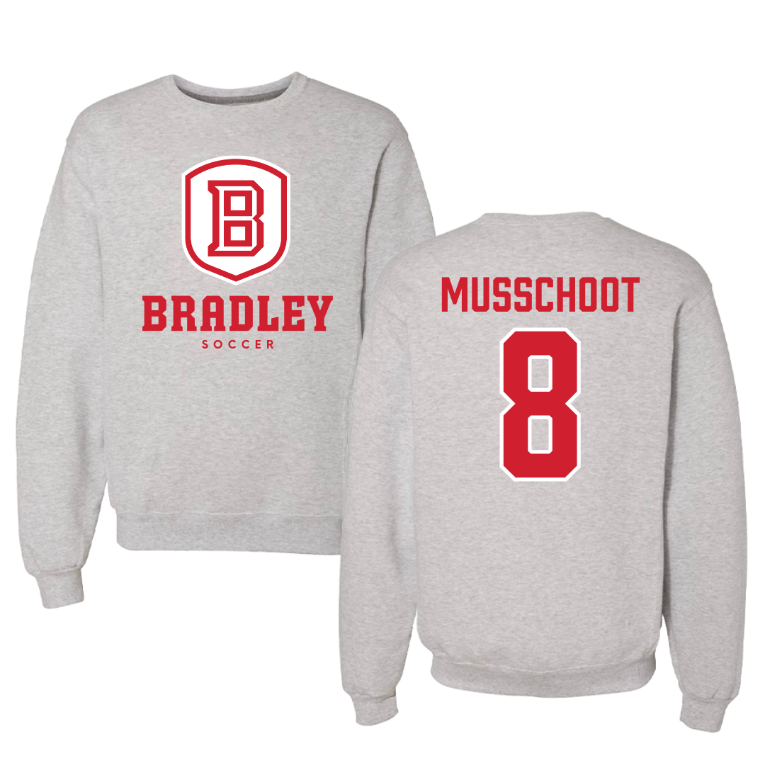 Bradley University Soccer Gray Crewneck - #8 Cohen Musschoot
