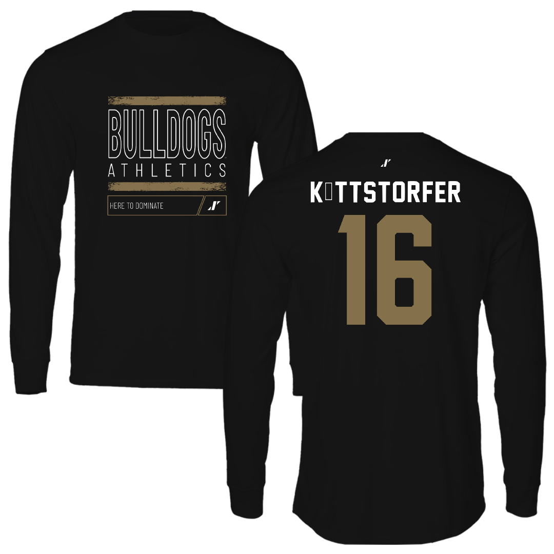 Bryant University Football Black Dominate Performance Long Sleeve - #16 Lukas Köttstorfer