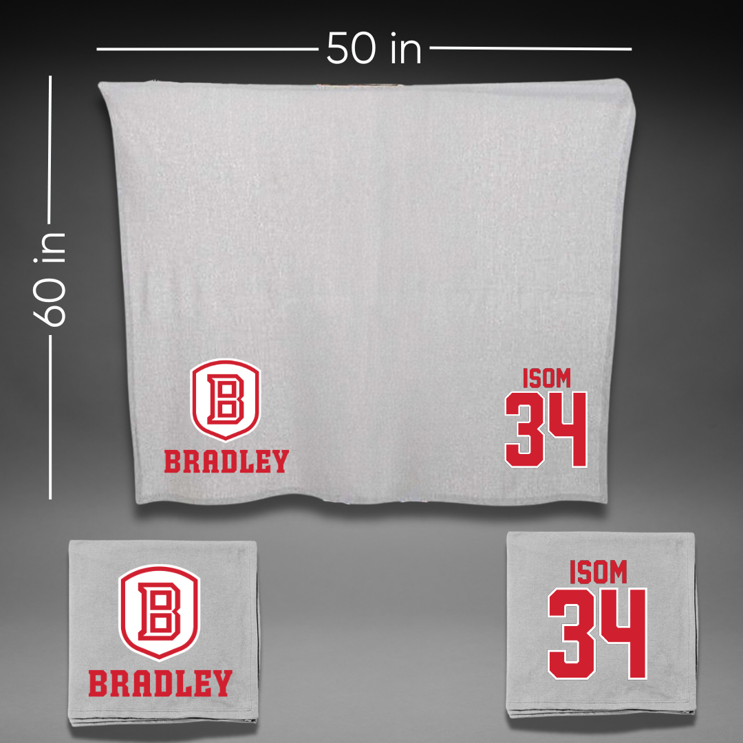 Bradley University Soccer Gray Blanket - #34 Nathaniel Isom