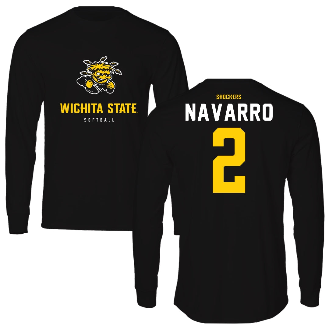 Wichita State University Softball Black Block Long Sleeve - #2 Makayla Navarro