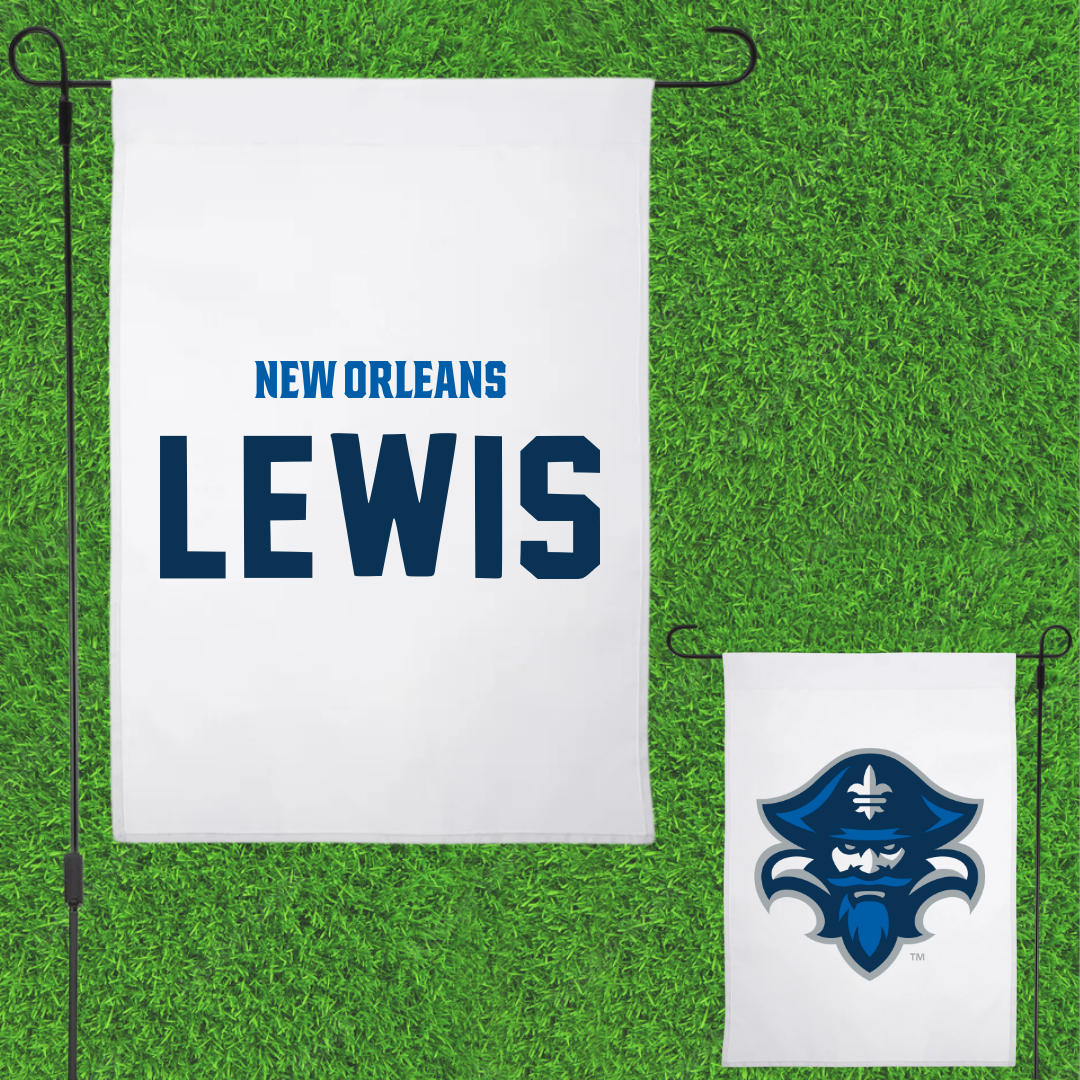 University of New Orleans POM White Garden Flag - Caylum Lewis