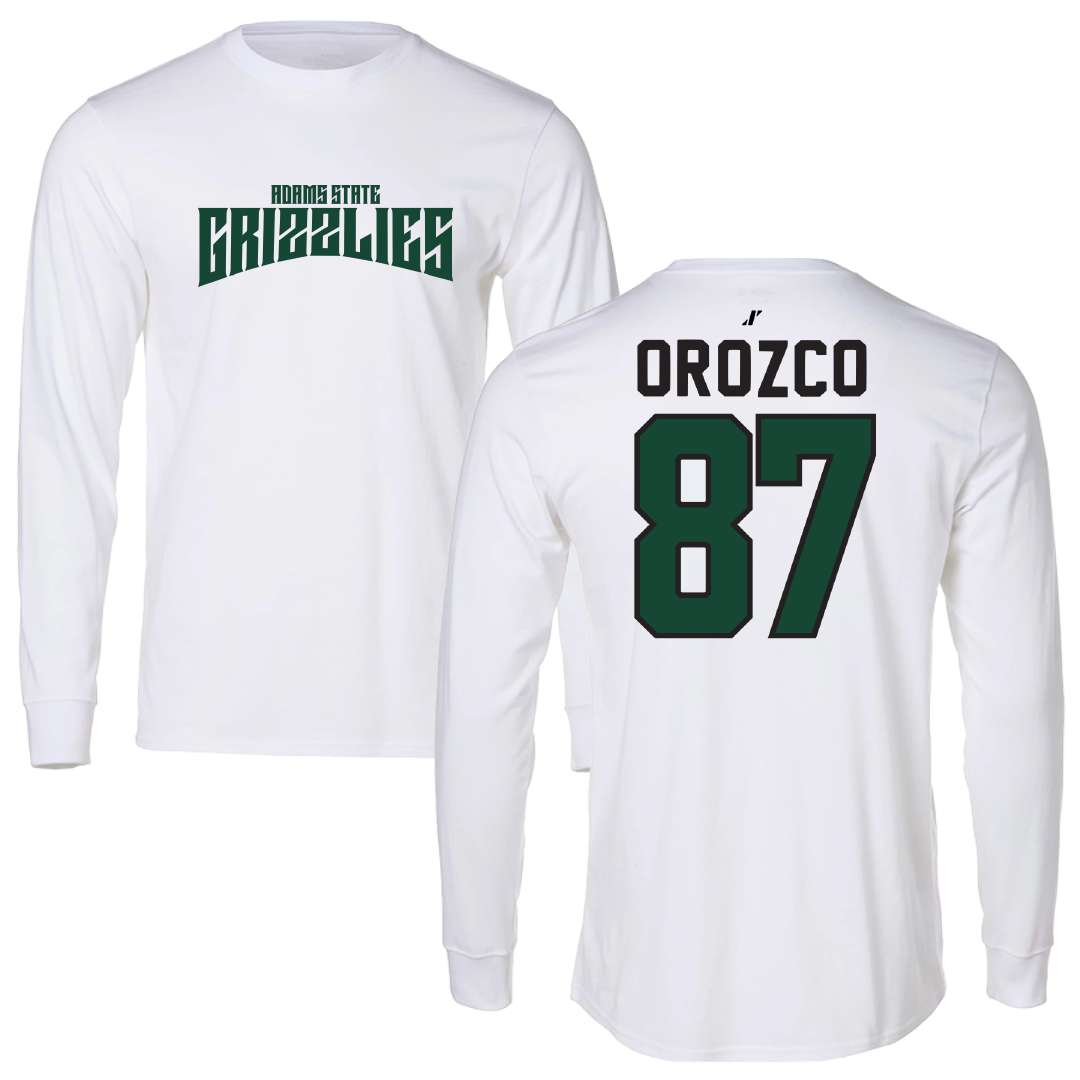 Adams State University Football White Classic Long Sleeve - #87 Damien Orozco