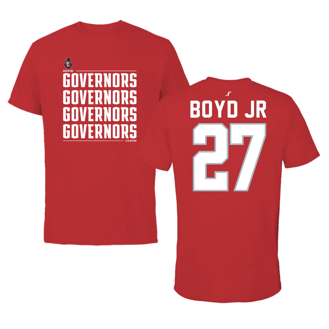 Austin Peay State University Football Red General Performance Tee - #27 Tetoe Boyd Jr