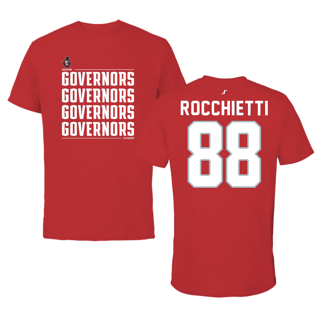 Austin Peay State University Football Red General Performance Tee - #88 Corey Rocchietti