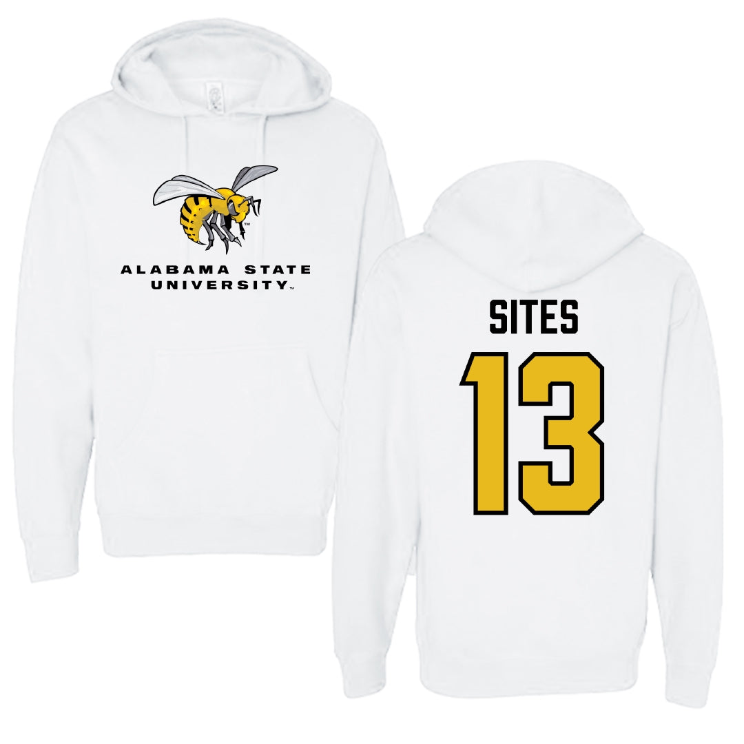 Alabama State University Soccer White Block Hoodie - #13 Briana Sites