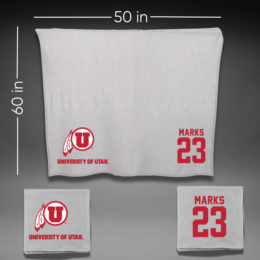 University of Utah Football Gray Blanket - #23 Faybian Marks