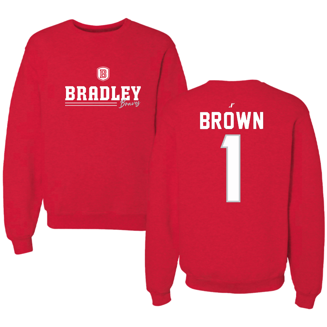 Bradley University Volleyball Red General Crewneck - #1 Corrie Brown