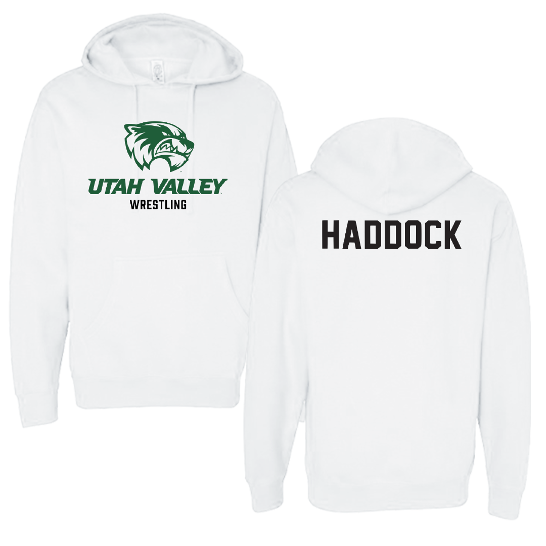 Utah Valley University Wrestling White Classic Hoodie - Cameron Haddock