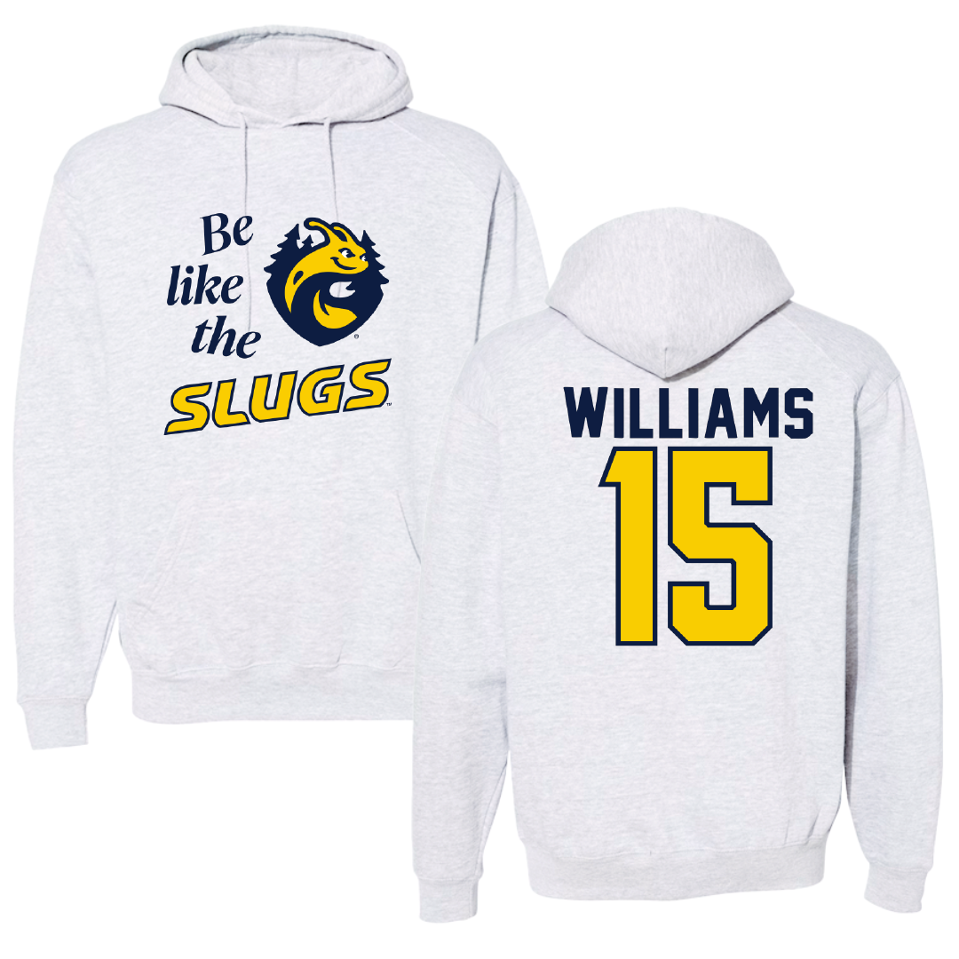 University of California-Santa Cruz Volleyball Light Gray Be Like Us Hoodie - #15 Ryan Williams