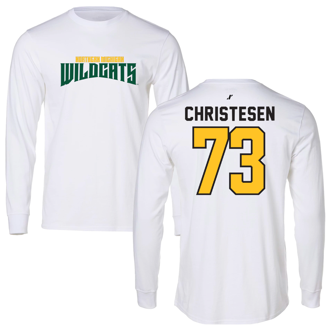 Northern Michigan University Football White Classic Performance Long Sleeve - #73 Charlie Christesen
