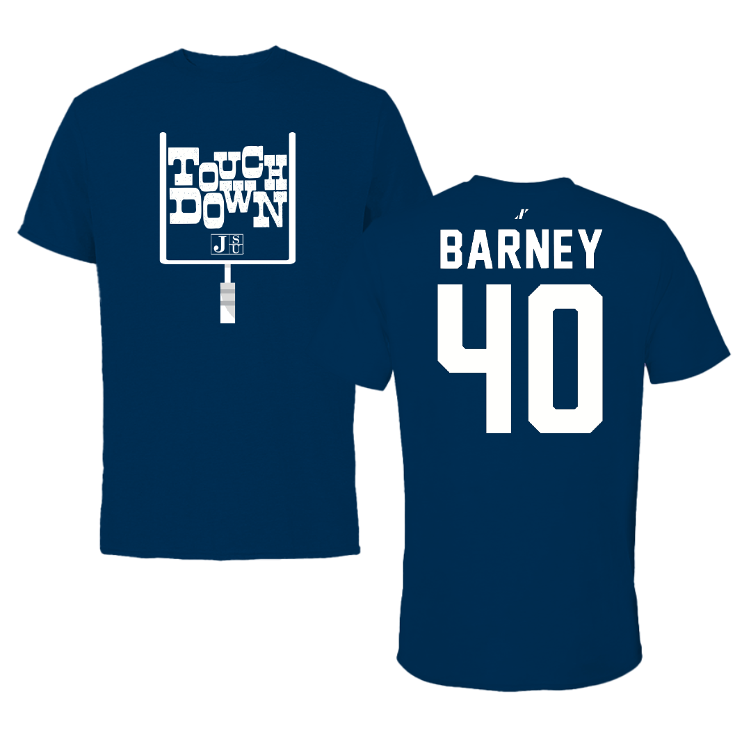 Jackson State University Football Navy Touchdown Performance Tee - #40 Braxton Barney