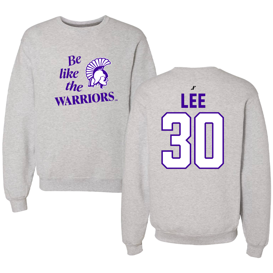 Winona State University Baseball Light Gray Be Like Us Crewneck - #30 Peyton Lee