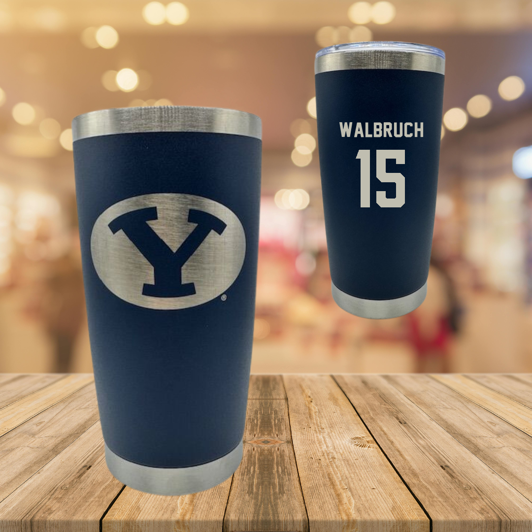 Brigham Young University Soccer Navy Stainless Steel Tumbler - #15 Ellie Walbruch