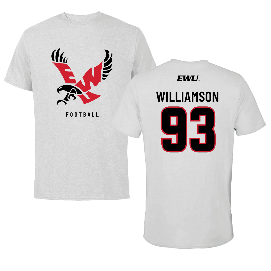 Eastern Washington University Football Light Gray Performance Tee - #93 Ethan Williamson