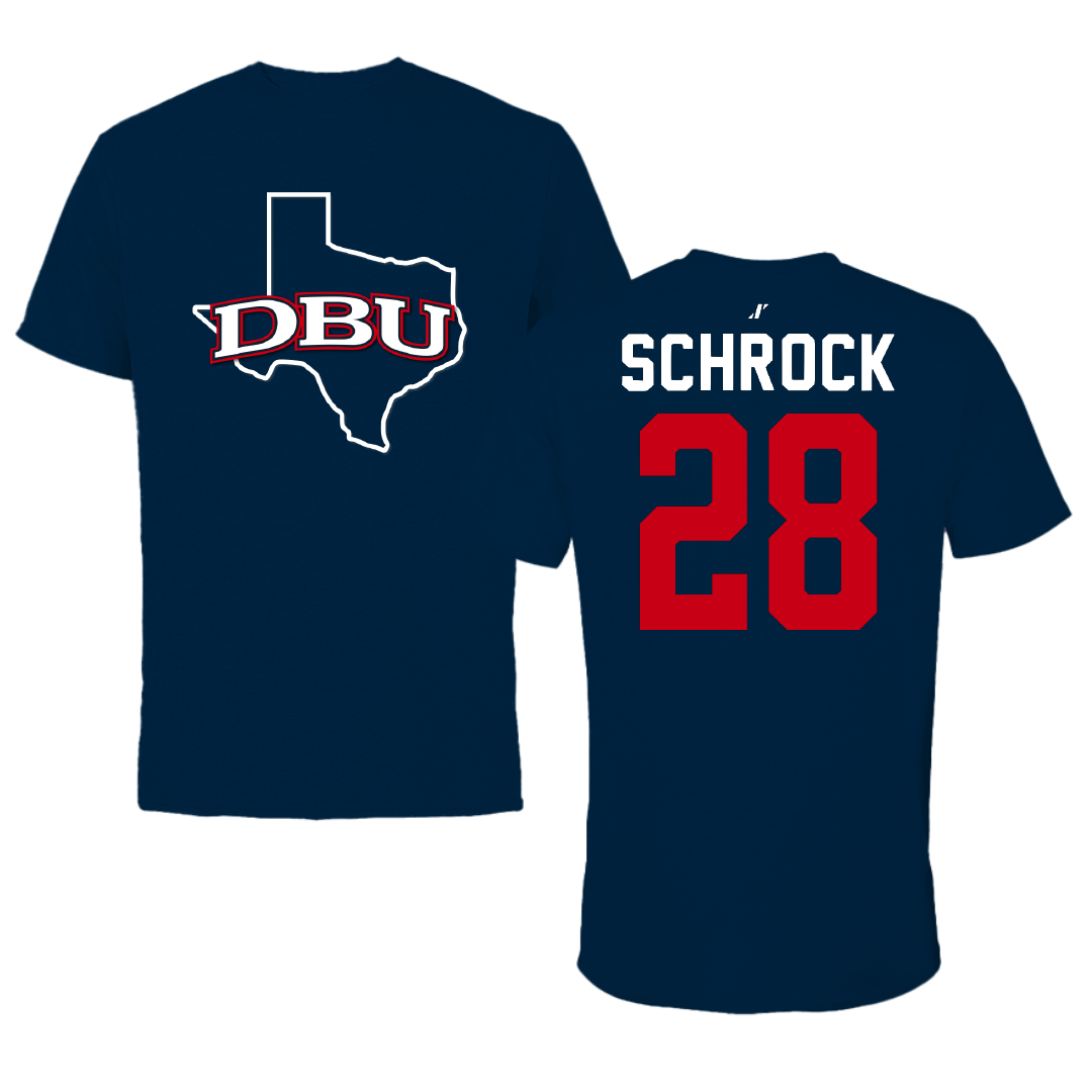 Dallas Baptist University Soccer Navy State Tee - #28 Sophia Schrock