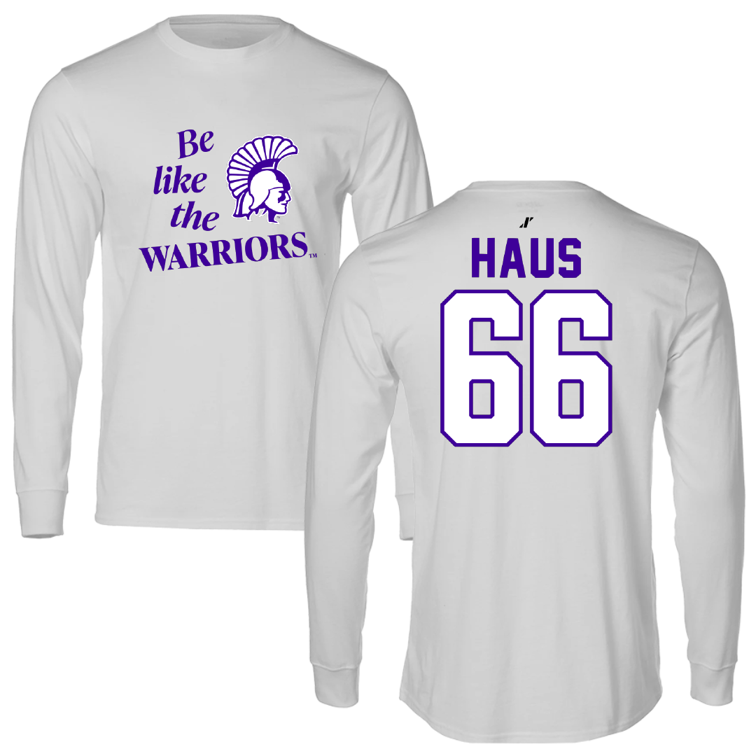 Winona State University Football Light Gray Be Like Us Performance Long Sleeve - #66 Blake Haus