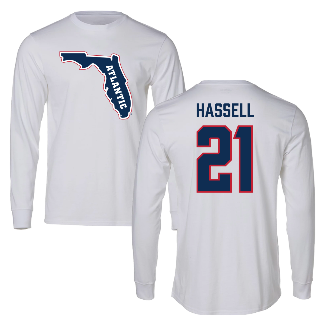 Florida Atlantic University Soccer White Long Sleeve - #21 Zach Hassell