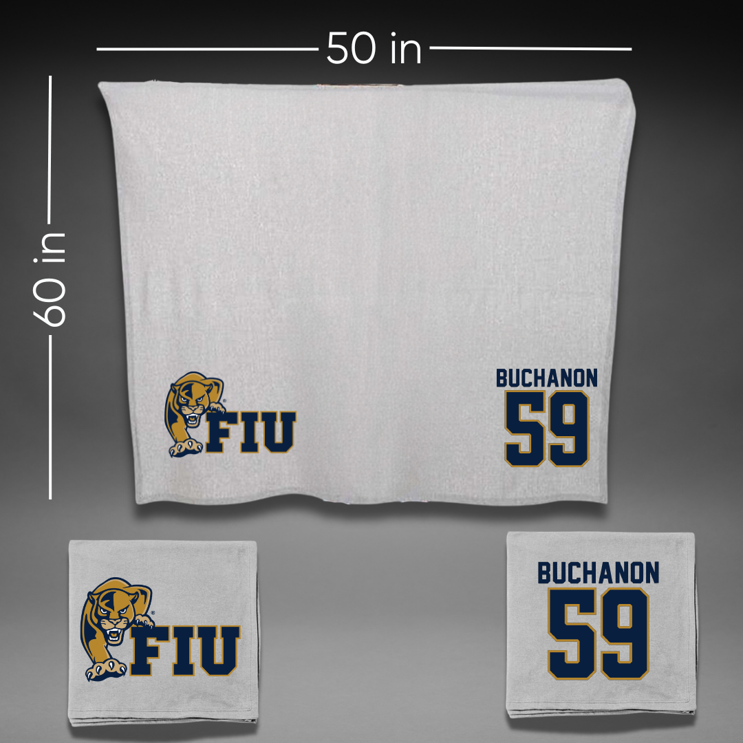 Florida International University Football Gray Blanket - #59 Jaheim Buchanon