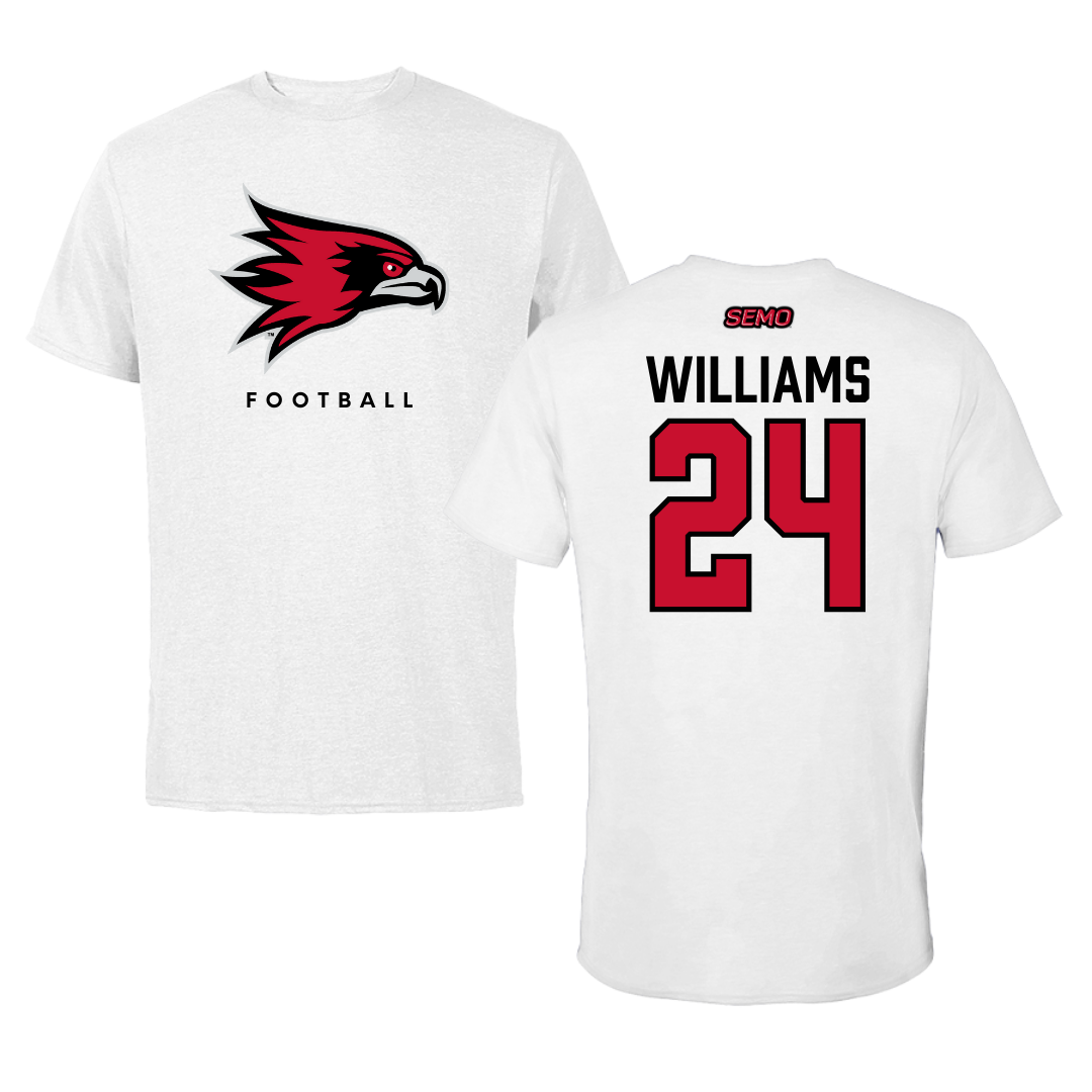 Southeast Missouri State University Football White Performance Tee - #24 JaQori Williams