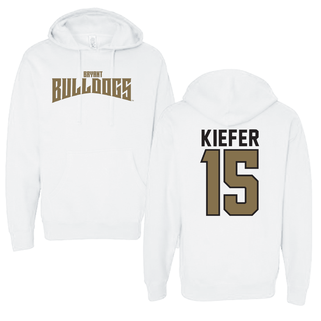 Bryant University Basketball White Classic Hoodie - #15 Dana Kiefer