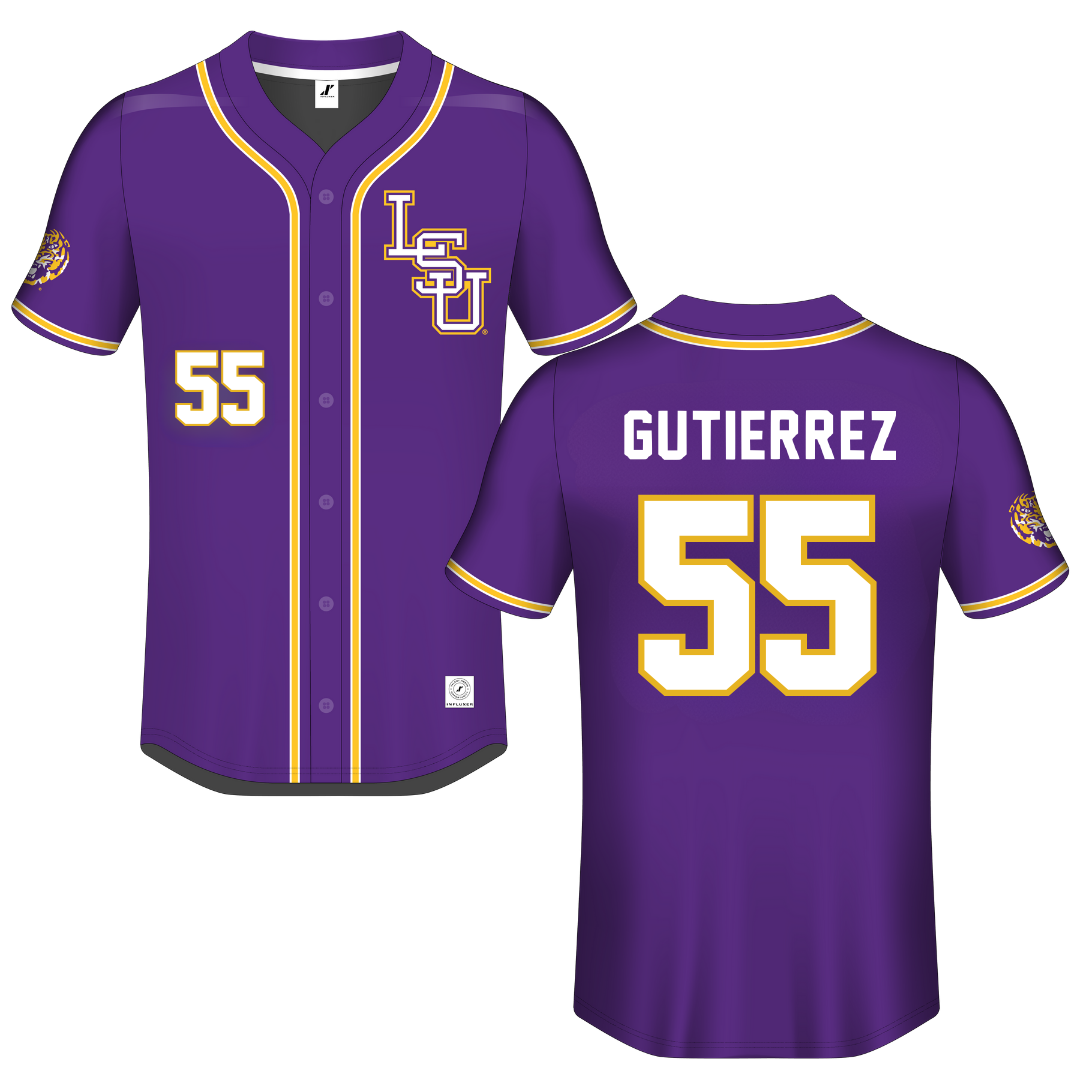 Louisiana State University Purple Button-Down Jersey - #55 Raeleen Gutierrez