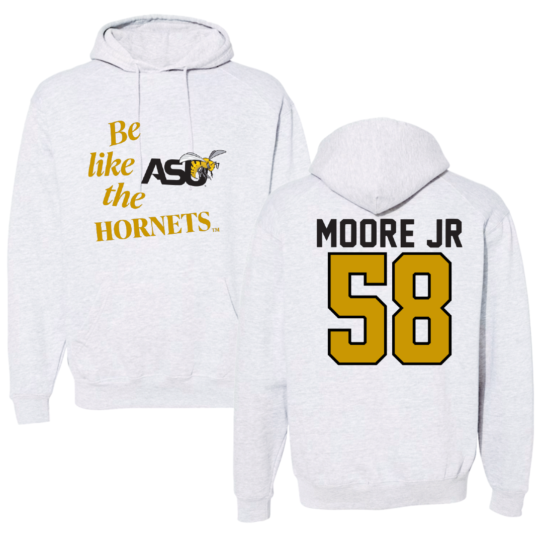 Alabama State University Football Light Gray Be Like Us Hoodie - #58 Michael Moore Jr