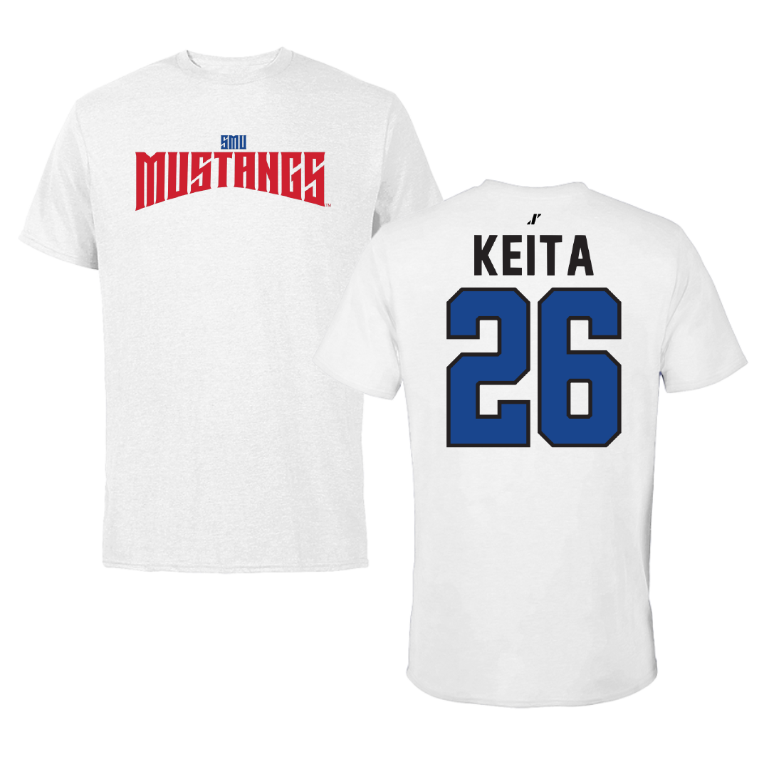 Southern Methodist University Soccer White Classic Tee - #26 Ibrahim Keita