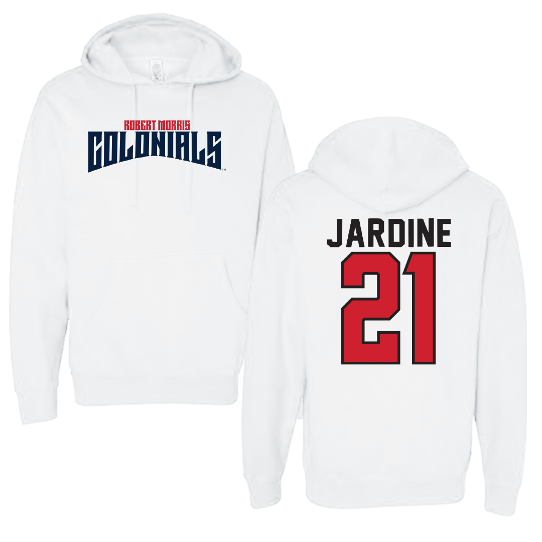 Robert Morris University Softball White Classic Hoodie - #21 Makayla Jardine