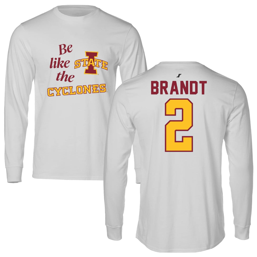 Iowa State University Volleyball Light Gray Be Like Us Performance Long Sleeve - #2 Morgan Brandt
