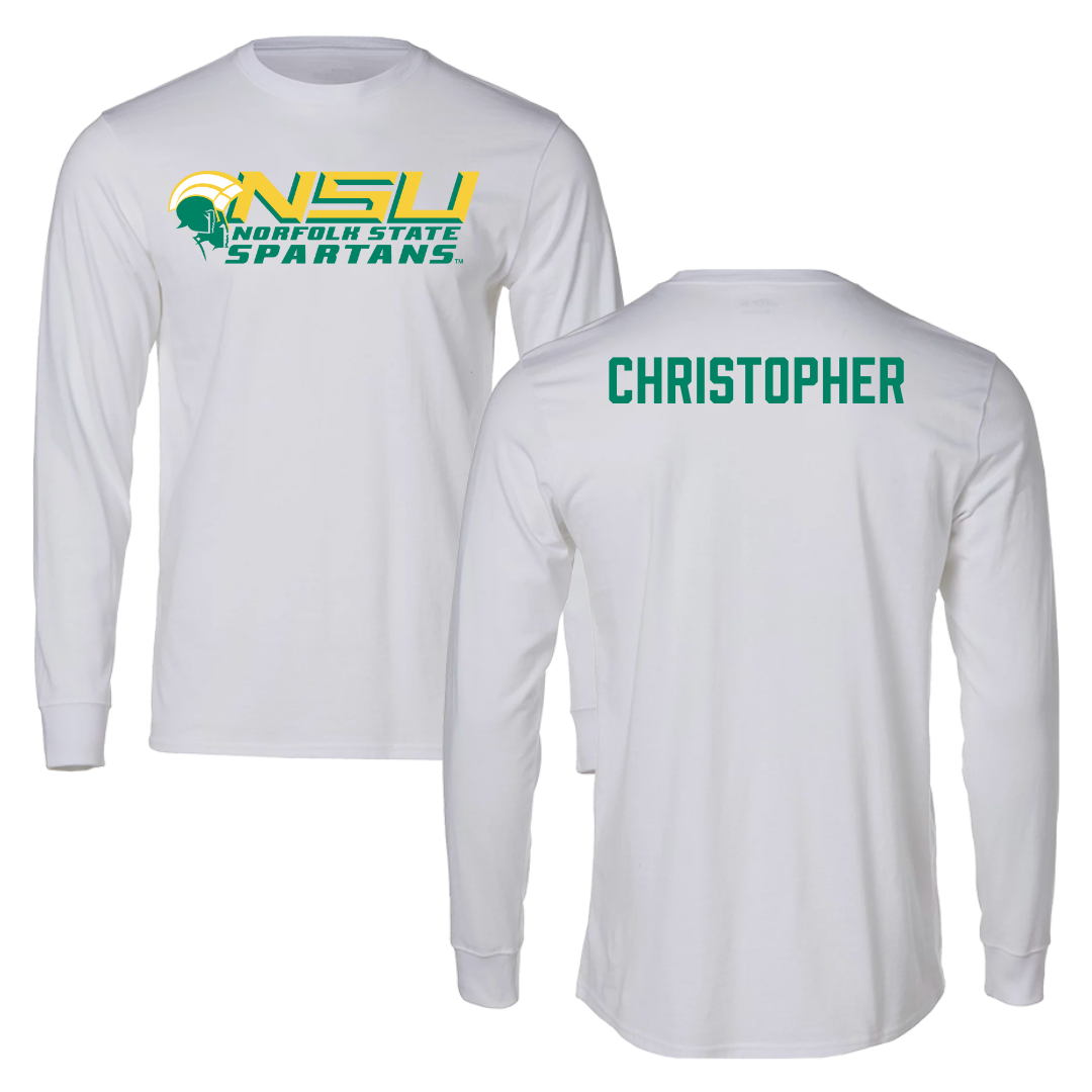 Norfolk State University TF and XC White Performance Long Sleeve - Jahquan Christopher