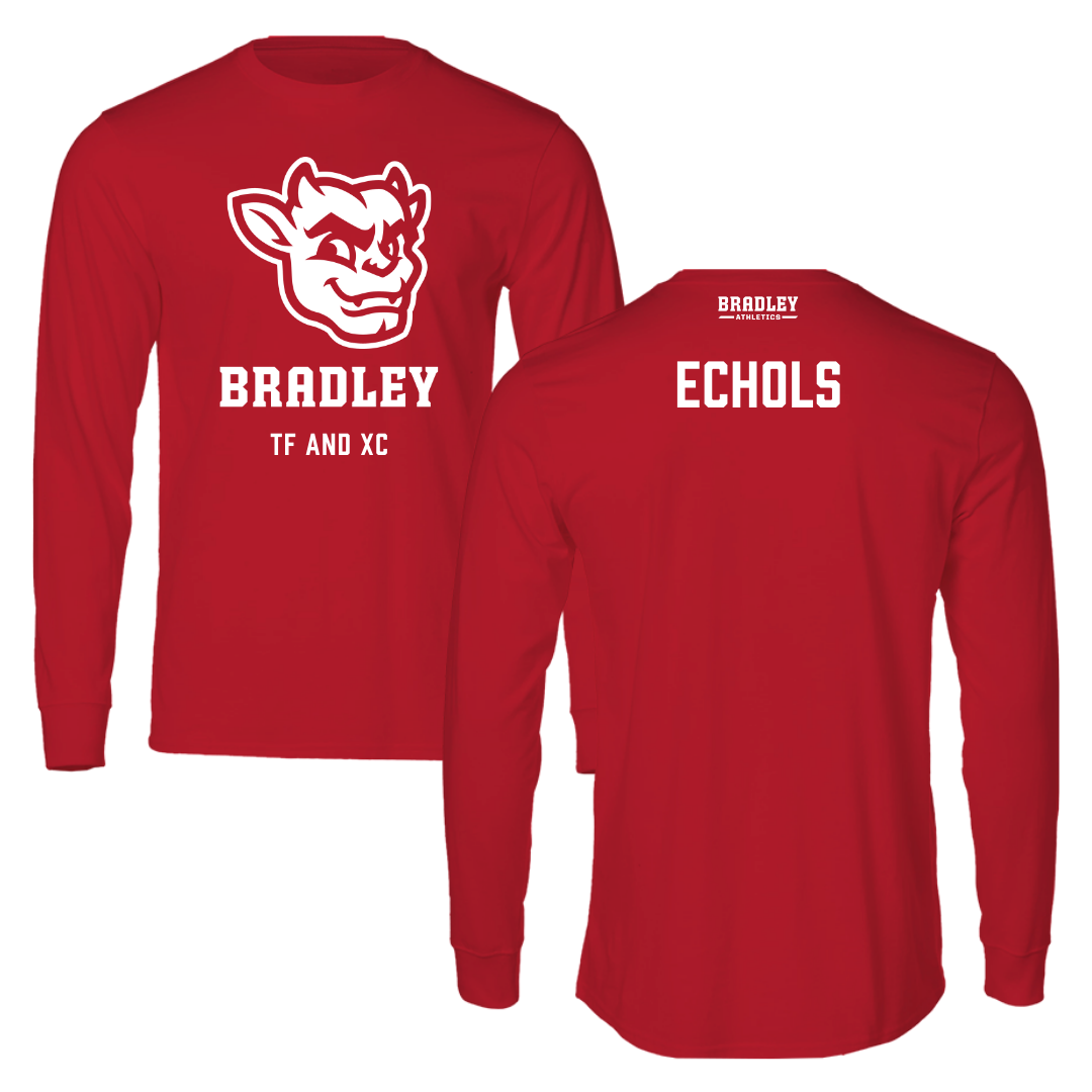 Bradley University TF and XC Red Mascot Performance Long Sleeve - Angelo Echols
