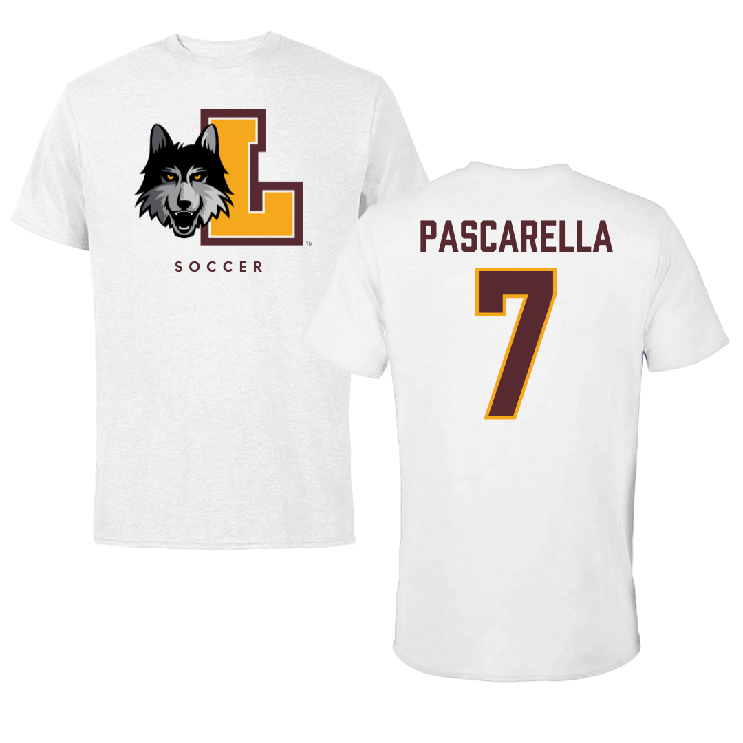 Loyola University-Chicago Soccer White Performance Tee - #7 Jordan Pascarella