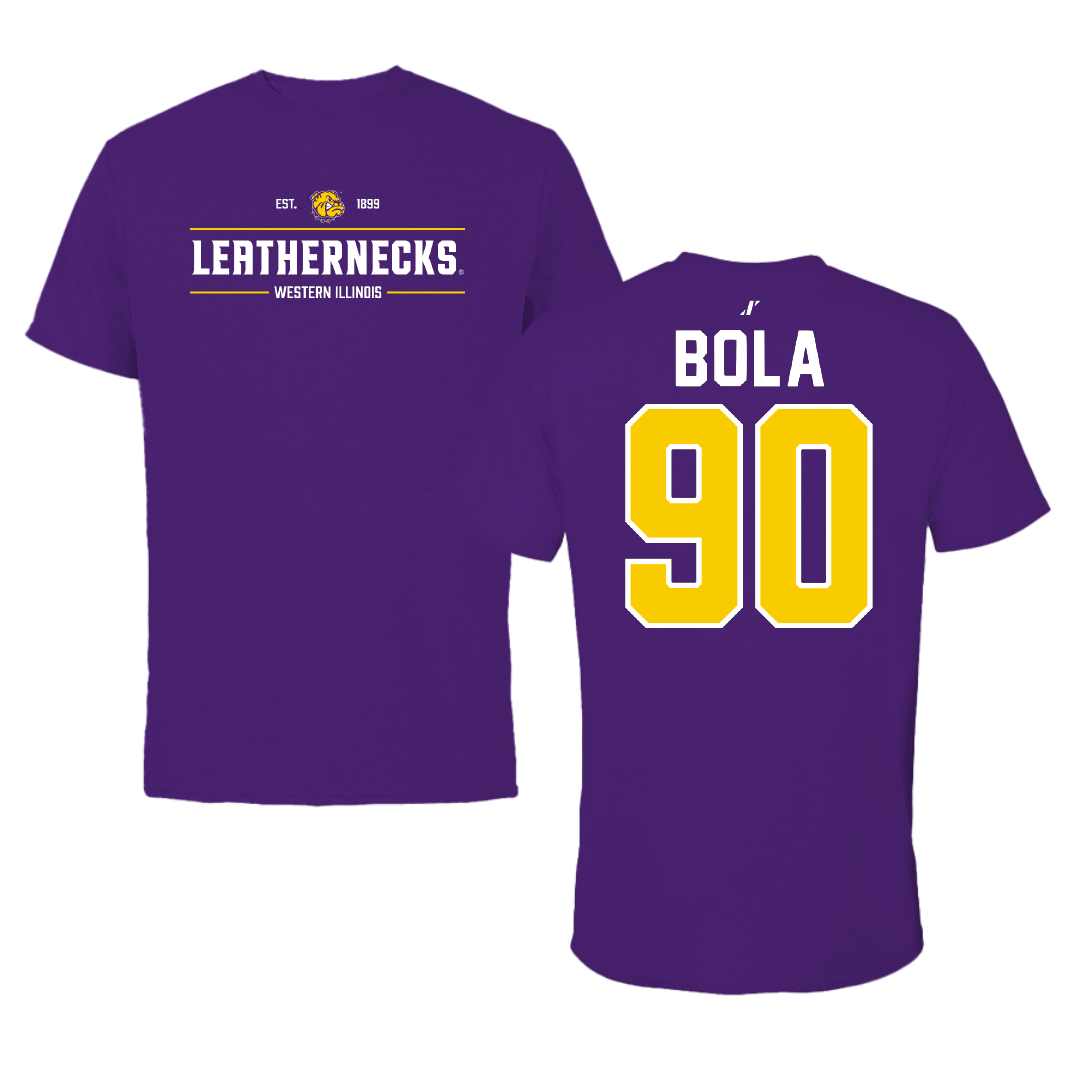 Western Illinois University Football Purple General Tee - #90 Mayo Bola