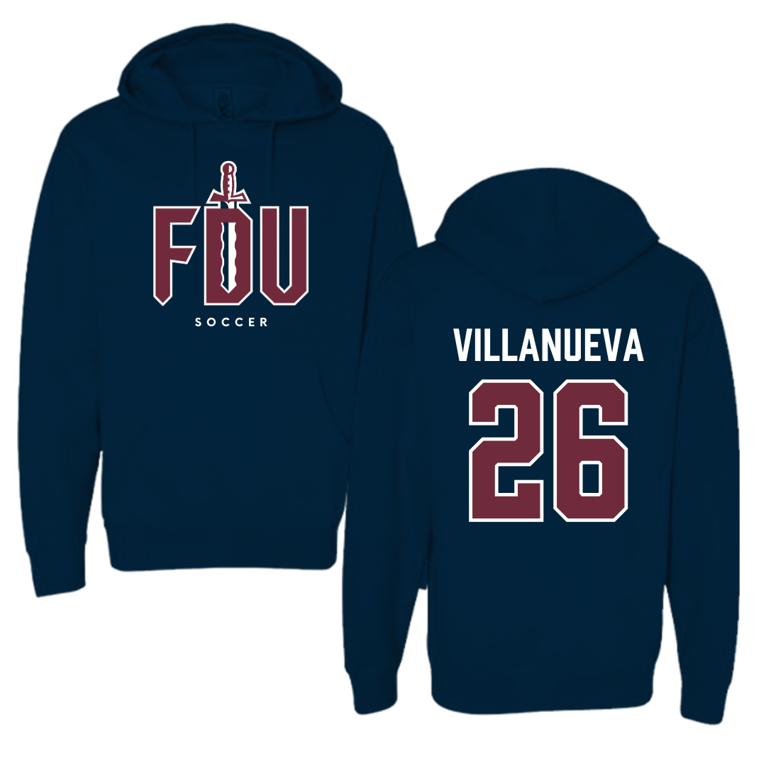 Fairleigh Dickinson University-Metropolitan Campus Soccer Navy Hoodie - #26 Emily Villanueva