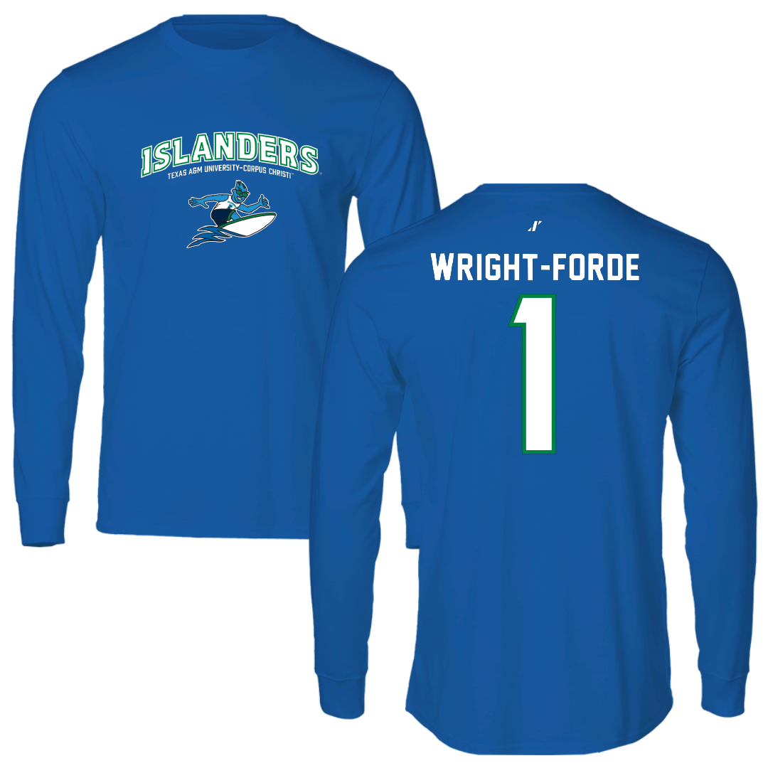 Texas A&M University-Corpus Christi Basketball Blue General Long Sleeve - #1 Dian Wright-Forde