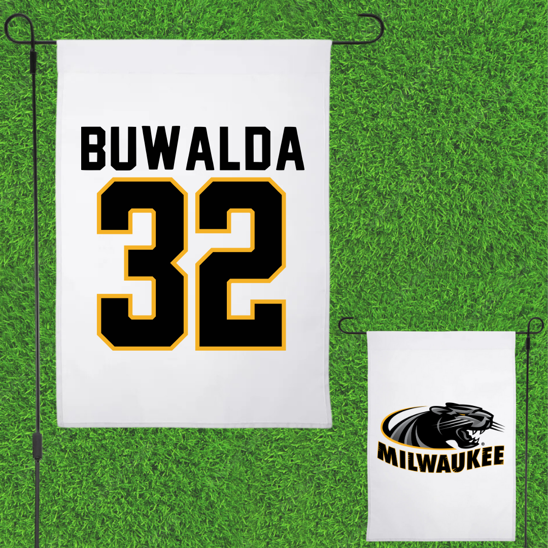 University of Wisconsin-Milwaukee Basketball White Garden Flag - #32 Jorey Buwalda