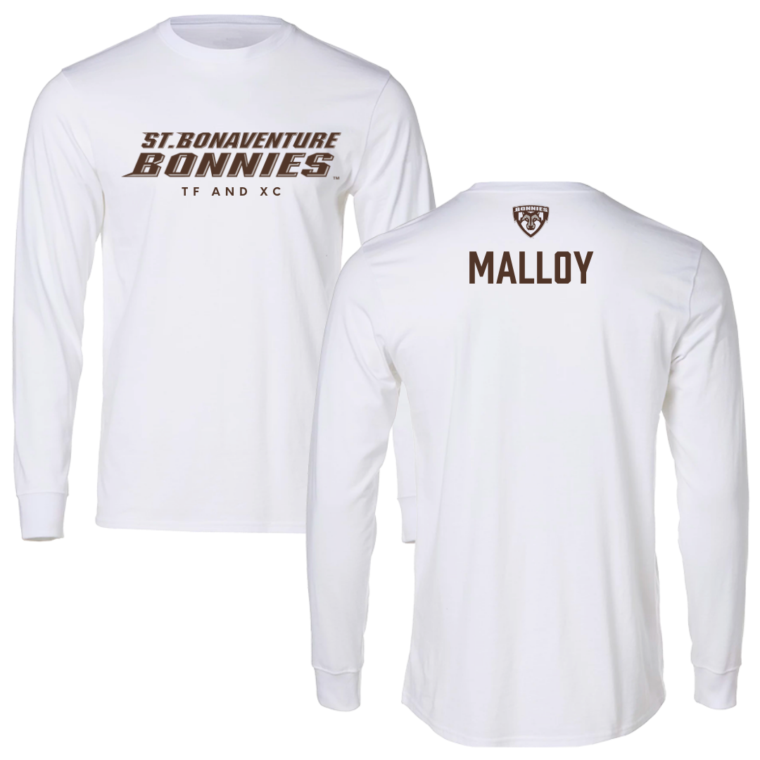 St. Bonaventure University TF and XC White Performance Long Sleeve - Casey Malloy