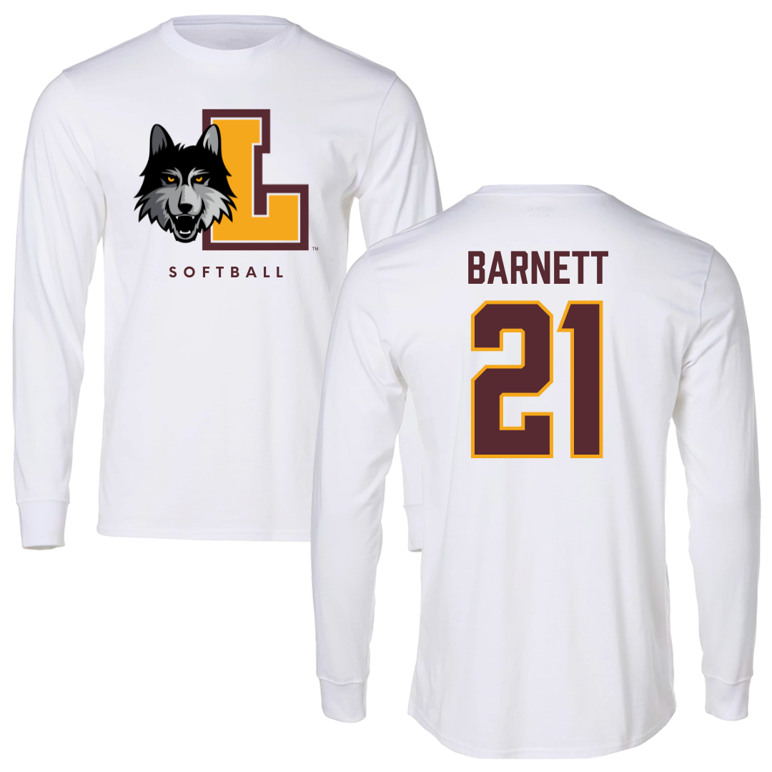 Loyola University-Chicago Softball White Mascot Long Sleeve - #21 Sydney Barnett