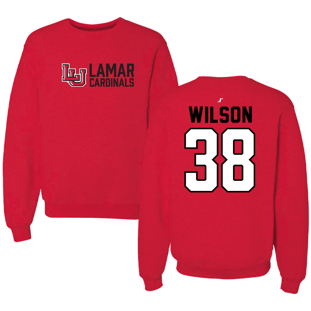 Lamar University Baseball Red General Crewneck - #38 Tanner Wilson