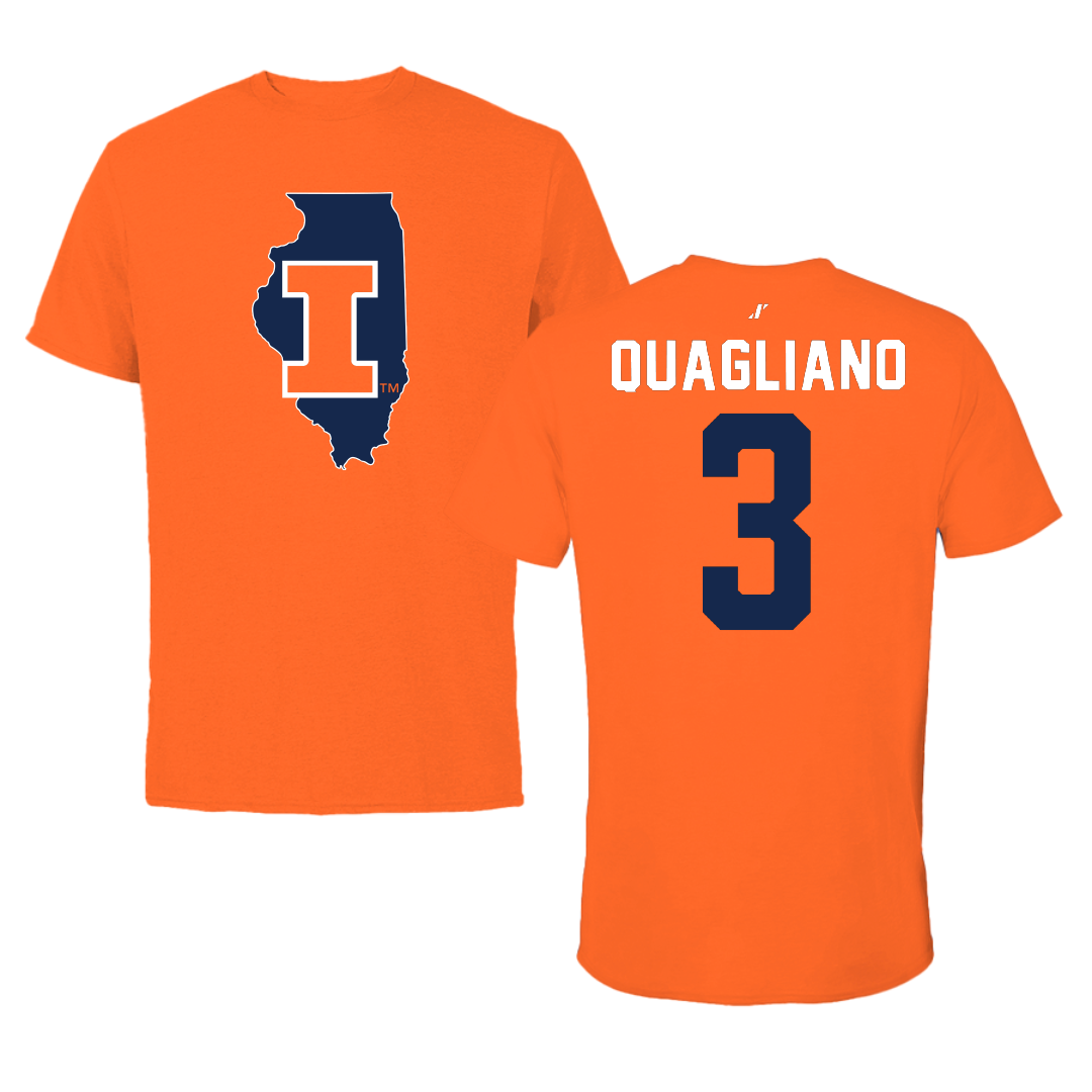 University of Illinois Baseball Orange State Tee - #3 Coltin Quagliano