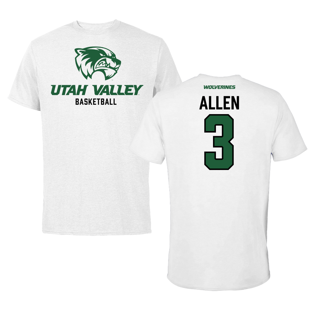 Utah Valley University Basketball White Performance Tee - #3 Drake Allen