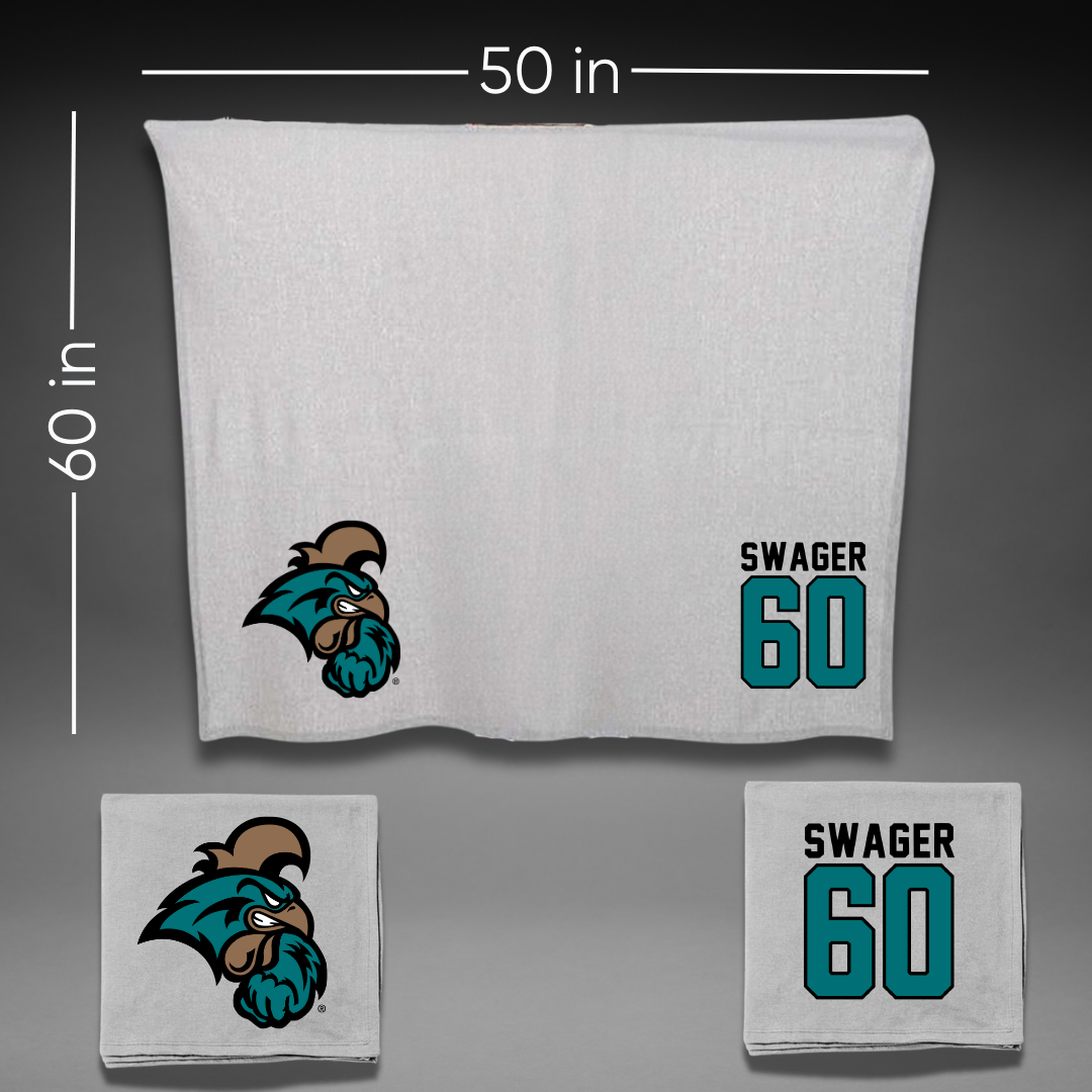 Coastal Carolina University Football Gray Blanket - #60 Mike Swager