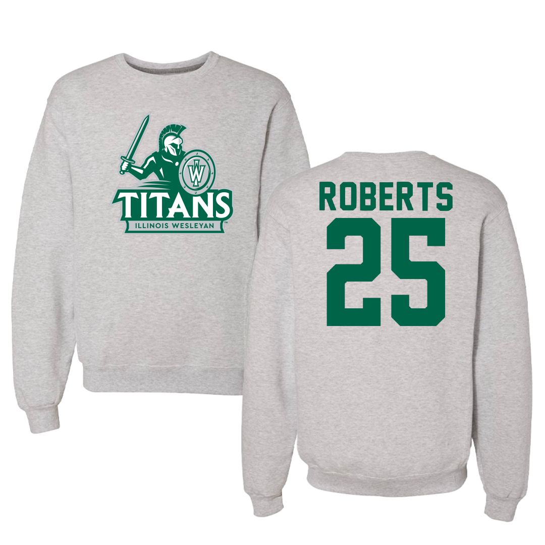 Illinois Wesleyan University Football Gray Titans Crewneck - #25 Jaxson Roberts