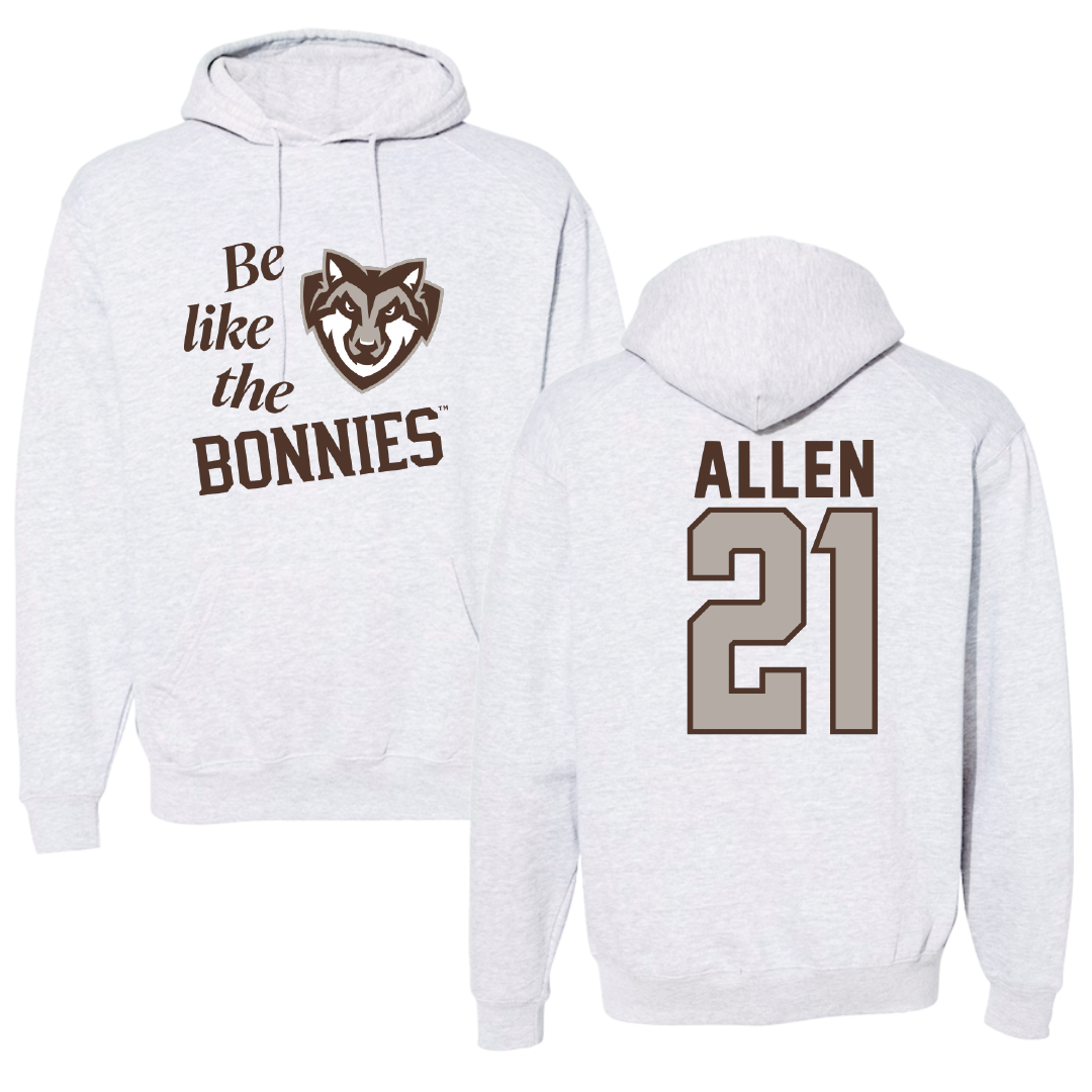St. Bonaventure University Soccer Light Gray Be Like Us Hoodie - #21 Olivia Allen