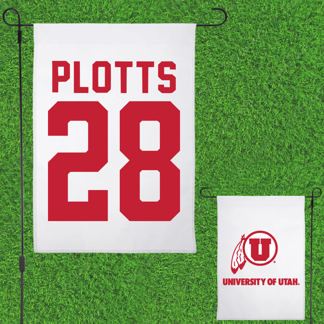 University of Utah Lacrosse White Garden Flag - #28 Colby Plotts