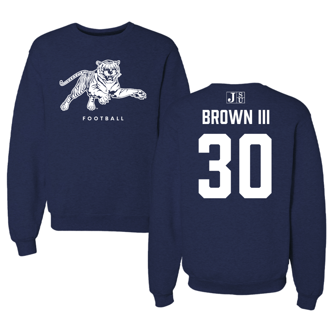 Jackson State University Football Navy Crewneck - #30 John Brown III