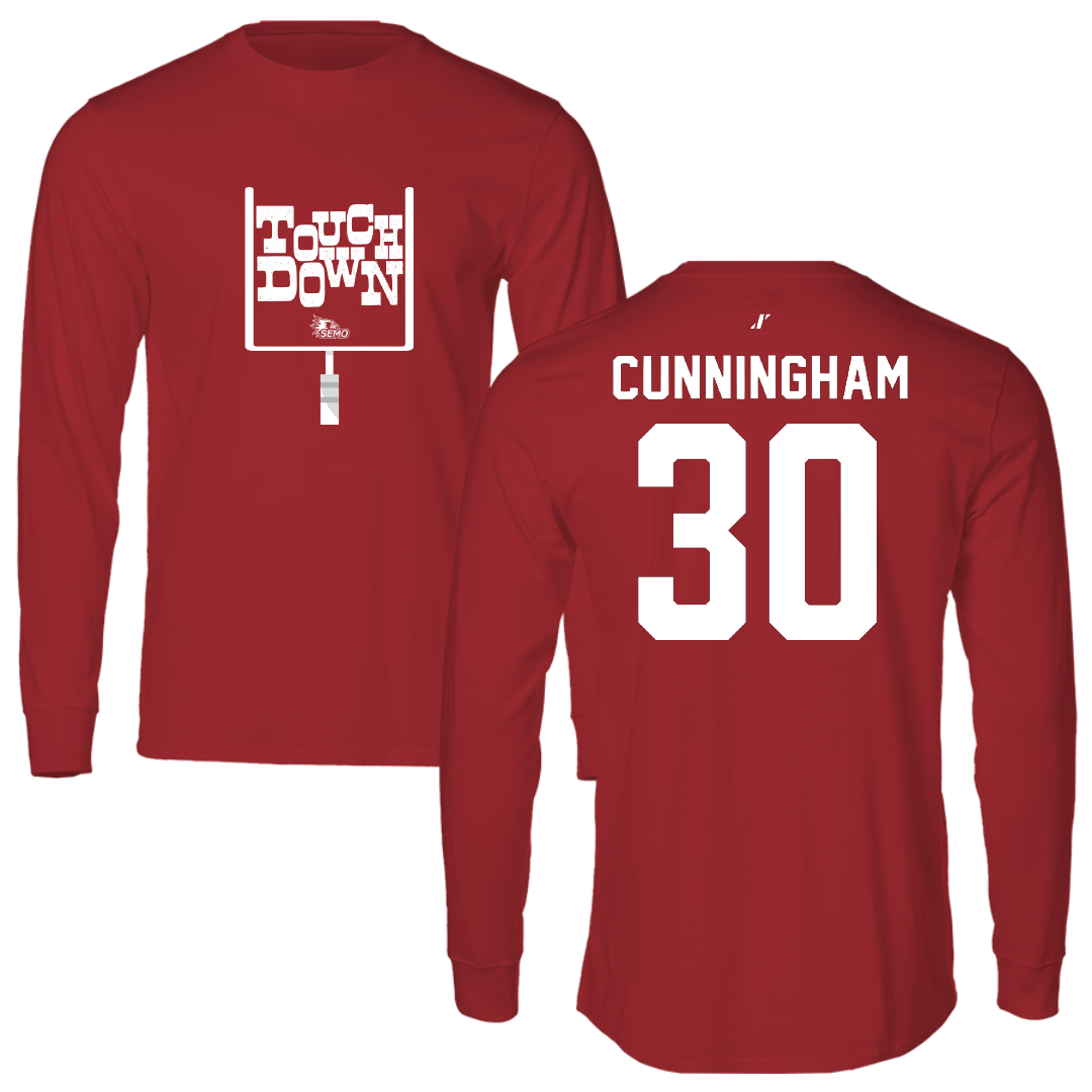 Southeast Missouri State University Football Canvas Red Touchdown Long Sleeve - #30 Judd Cunningham