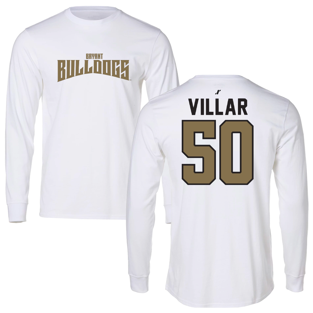 Bryant University Football White Classic Performance Long Sleeve - #50 Maximus Villar