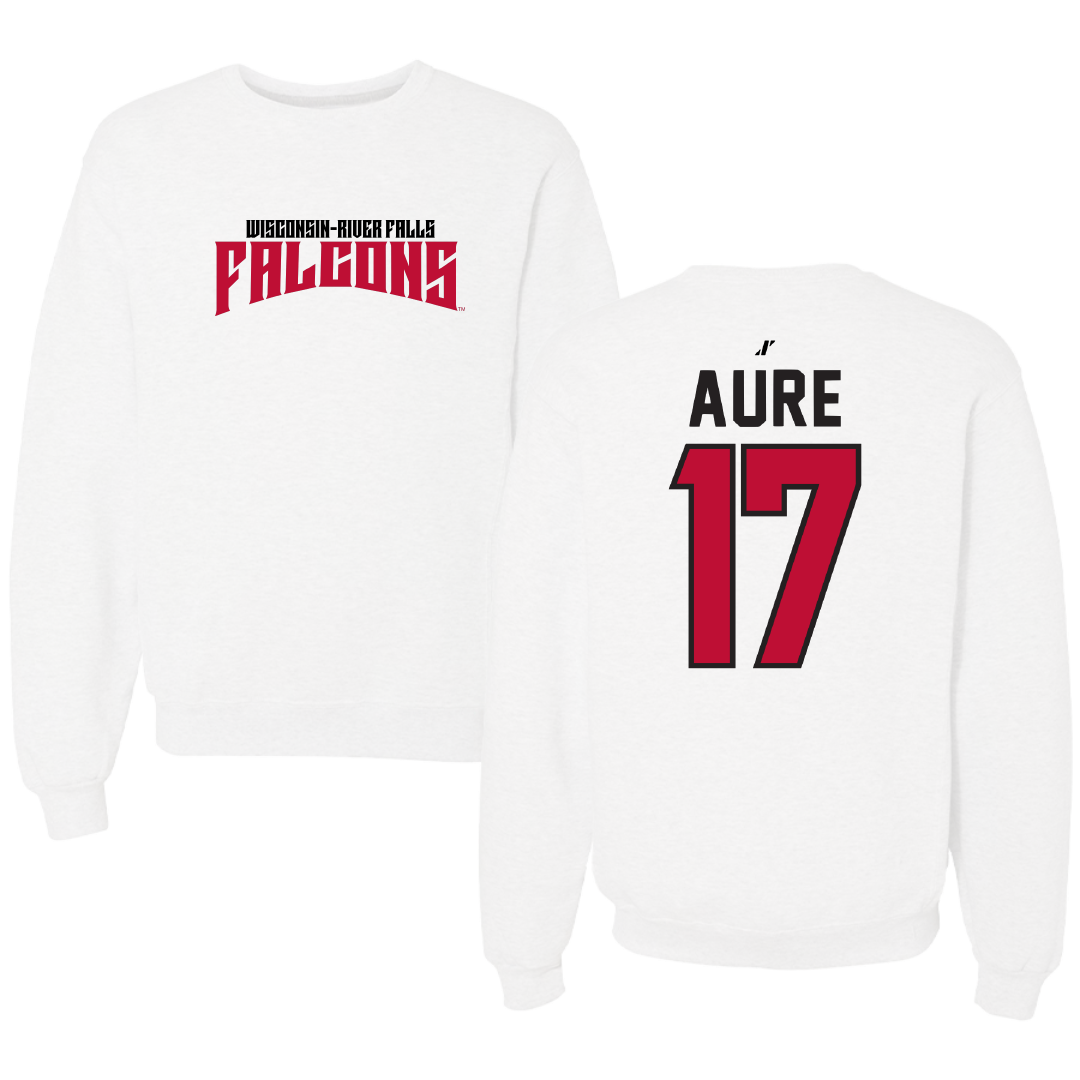 University of Wisconsin-River Falls Ice Hockey White Classic Crewneck - #17 MaKenna Aure